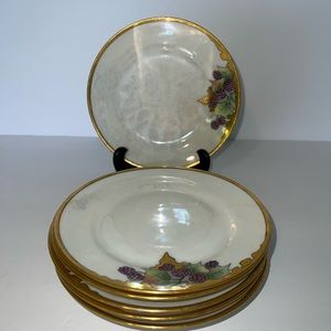 Set of 6 Vintage Canapé Plates Hand-Painted Signed R. B. Gibbs Lusterware
